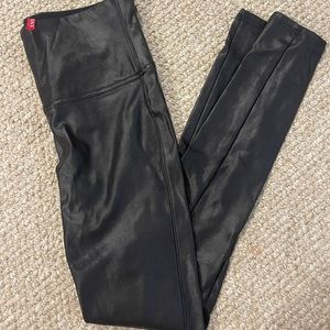 Spanx shiny black leggings
